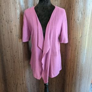 Eileen Fisher Open Front Cotton Linen Blend, Purple, Size XS